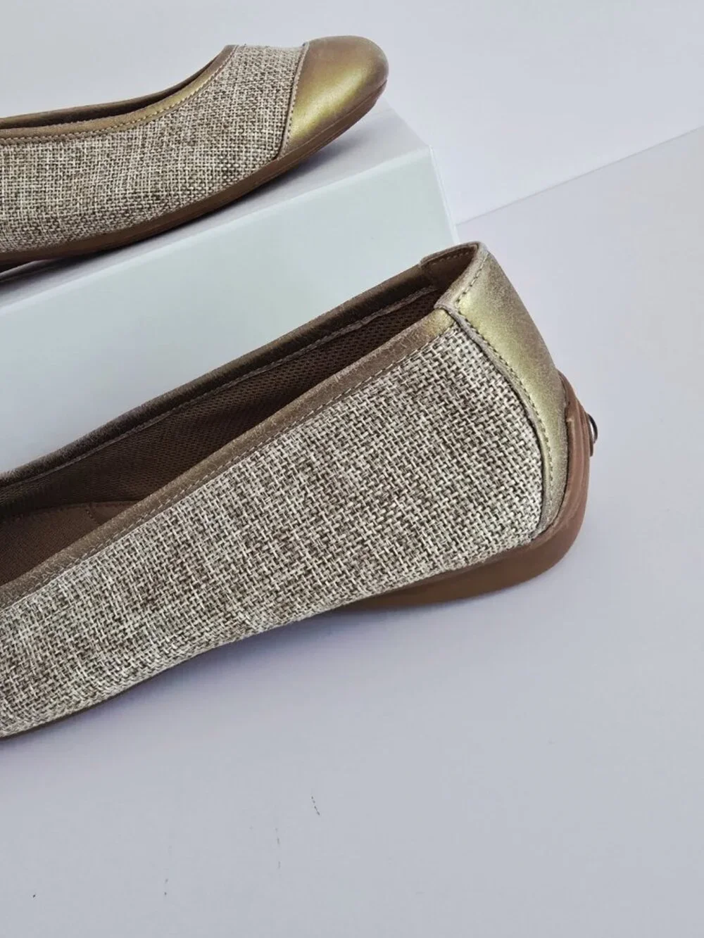 Pluggz Grounding Earthing Cap Toe Ballet Flats Shoes 8 Slip On Leather Fabric